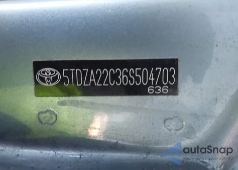 2006 Toyota Sienna из США, поврежденный, VIN 5TDZA22C36S504703